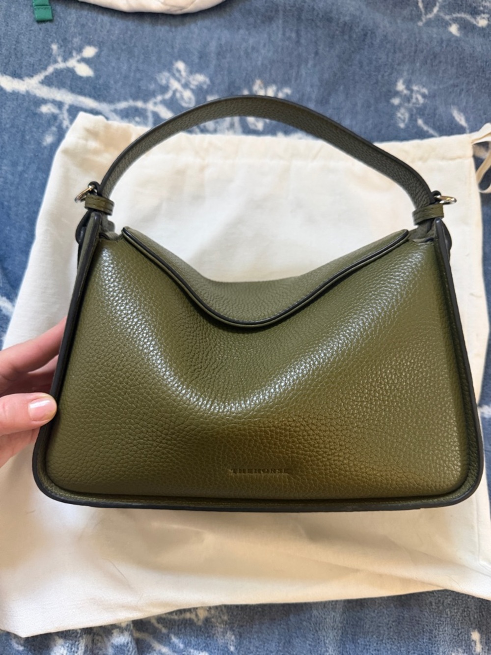 The Horse Olive Green Clementine Pebbled Leather Shoulder Bag